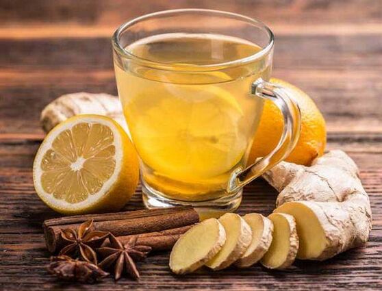 Ginger, Lemon, Cinnamon жана execs Eercations үчүн чай